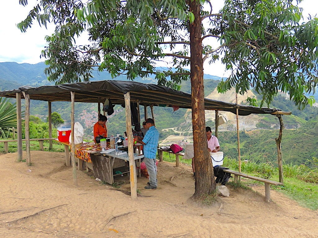 Midpoint stand selling fruits, juices and water